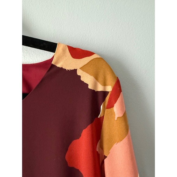 I Madeline Floral Print‎ Shift Dress Burgundy Pink Blue Tan Size Medium - Picture 6 of 10